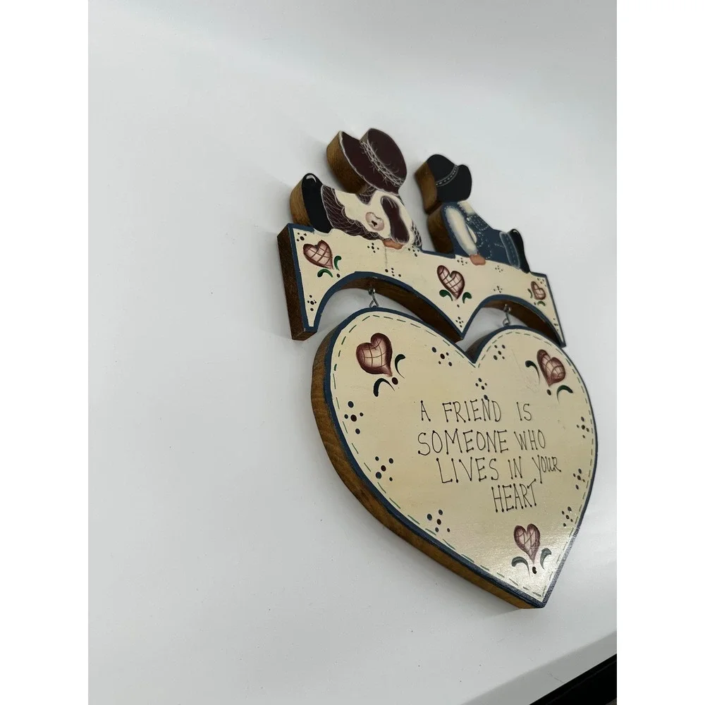 Vintage Cottagecore Wood Wall Plaque A Friend Is Someone Who Lives In Your Heart